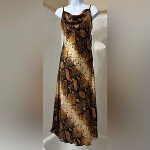 NWT Bebe Leopard Print Sleeveless Cowl Neck MIDI Slip Dress Size Medium